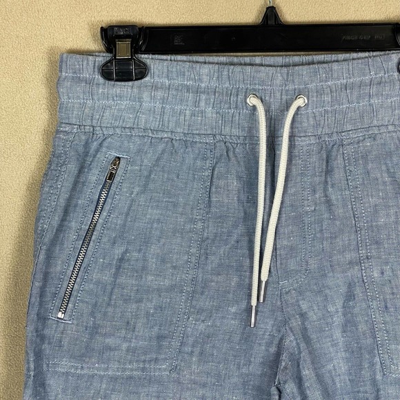 Athleta Capri‎ Linen Pants Womens 4 Elastic Waist w Drawstring Zipper Pockets - Picture 2 of 10